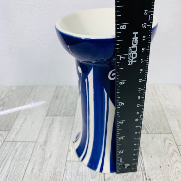 VTG Set of 3 Pacific Rim Candle Holders Blue White Ceramic Taper Candlestick - Picture 10 of 14